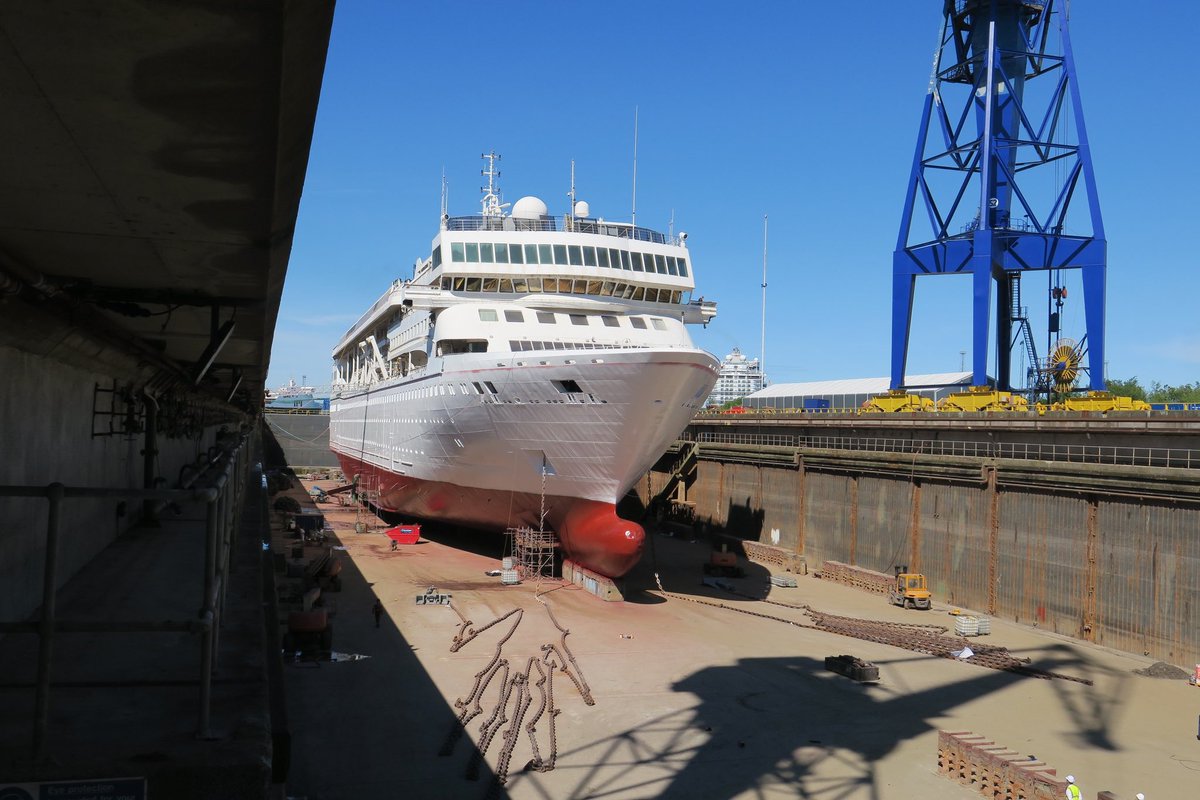 Villa Vie Odyssey in dry dock in Belfast