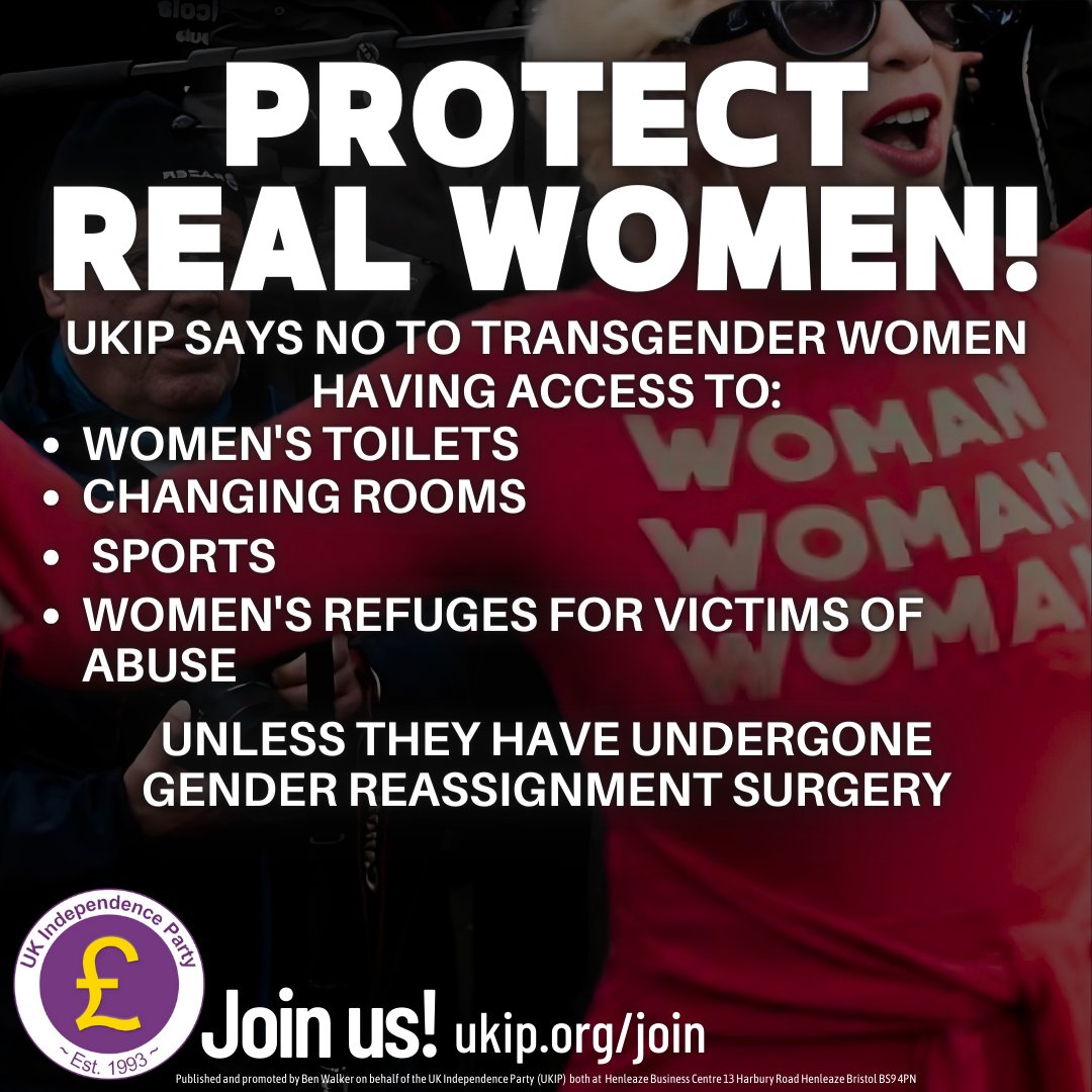 UKIP's tweet photo. Protect REAL women!
➡️#JoinUKIP at https://t.co/o1zRiYU6Dz https://t.co/Z8th7nZHnq