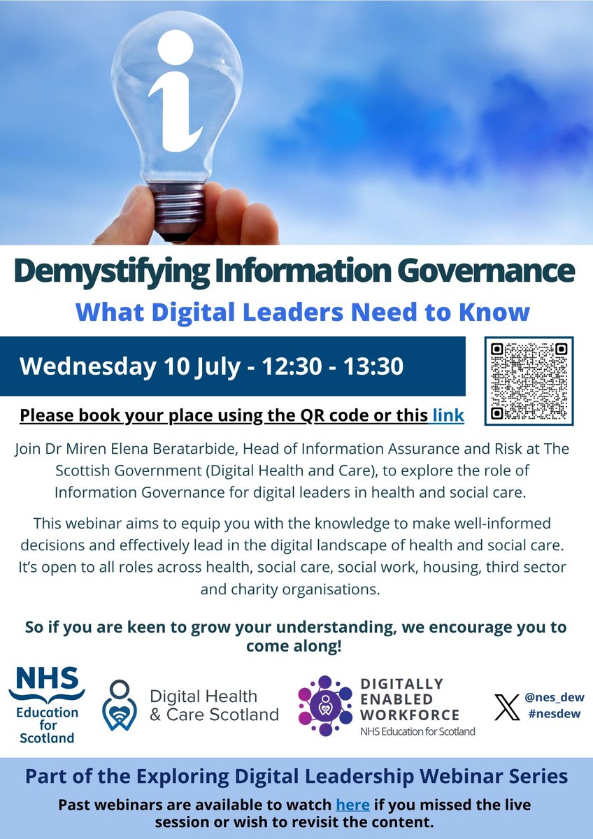 As part of the Exploring Digital Leadership Webinar Series, sign up to join our July webinar, Demystifying Information Governance - What Digital Leaders Need to Know. Wednesday 10 July (12:30 - 13:30) Registration Link ⬇️ events.teams.microsoft.com/event/6c2fae15…