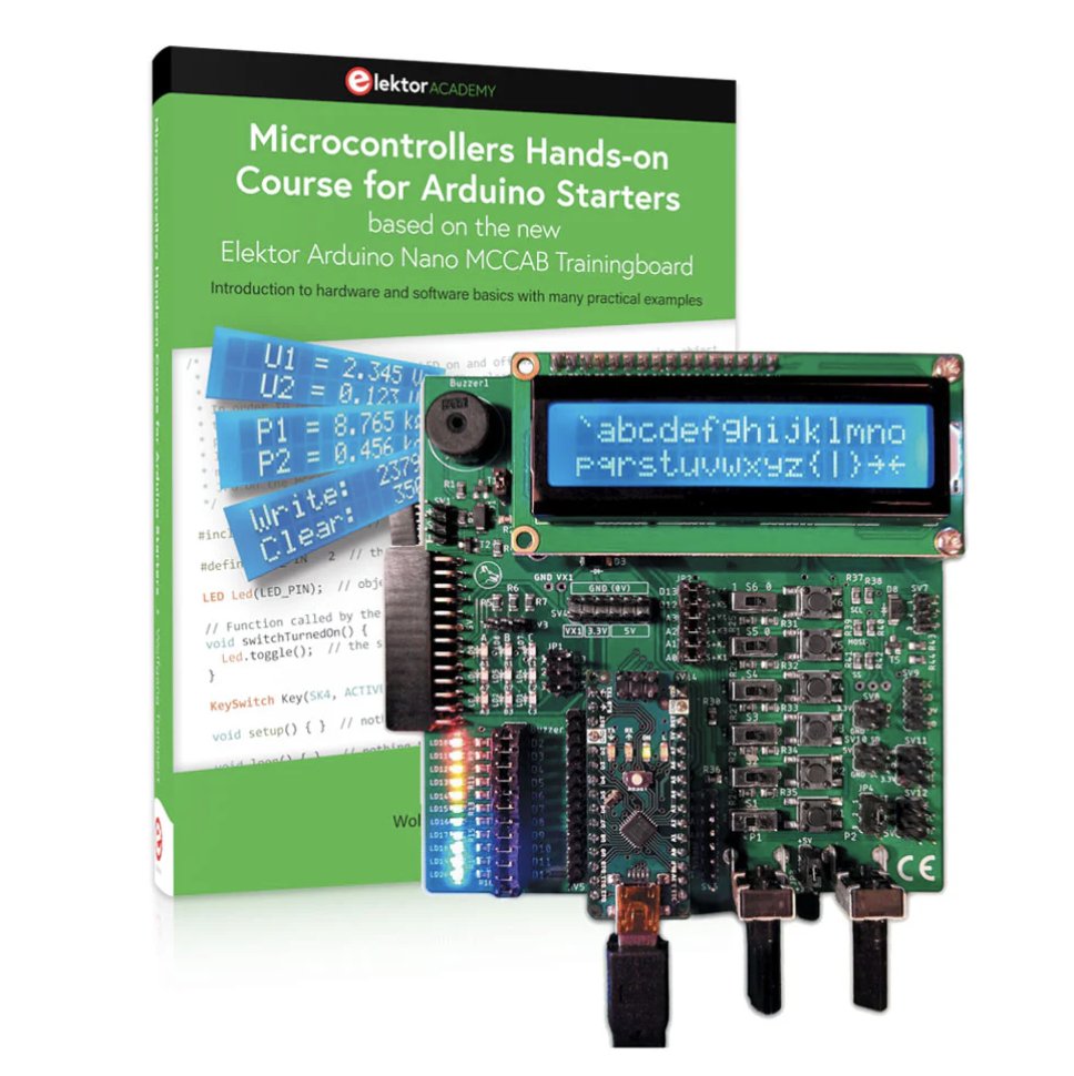 Microcontrollers Hands-on Course for Arduino Starters (Bundle) elektor.com/products/micro… Realize your own projects with the Elektor Arduino Nano MCCAB Training Board #arduino #programming #mcu