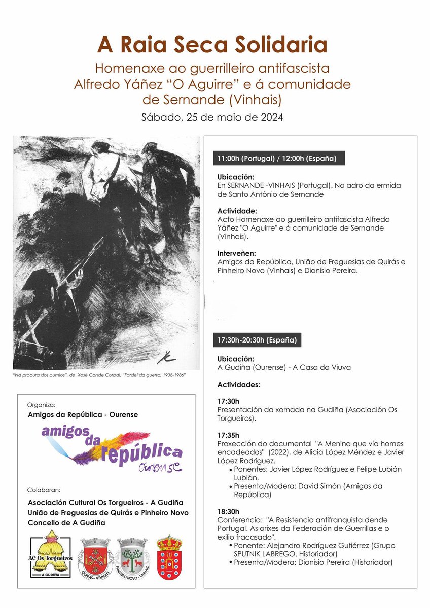 adiante_gal's tweet photo. A Raia Seca Solidaria.

Homenaxe ao guerrilleiro antifascista Alfredo Yáñez "O Aguirre" e á comunidade de Sernande (Vinhais) sábado 25 de maio de 2024. #AGudiña @IGMemoria #Vinhais @ViaLethes https://t.co/rjdVsNUKbQ