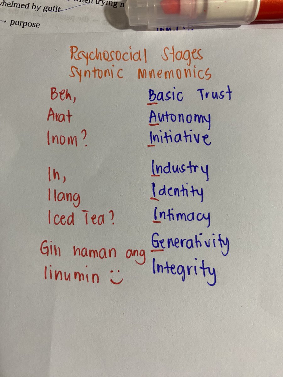 Emeng mnemonics para sa syntonic psychosocial stages ni erik erikson
