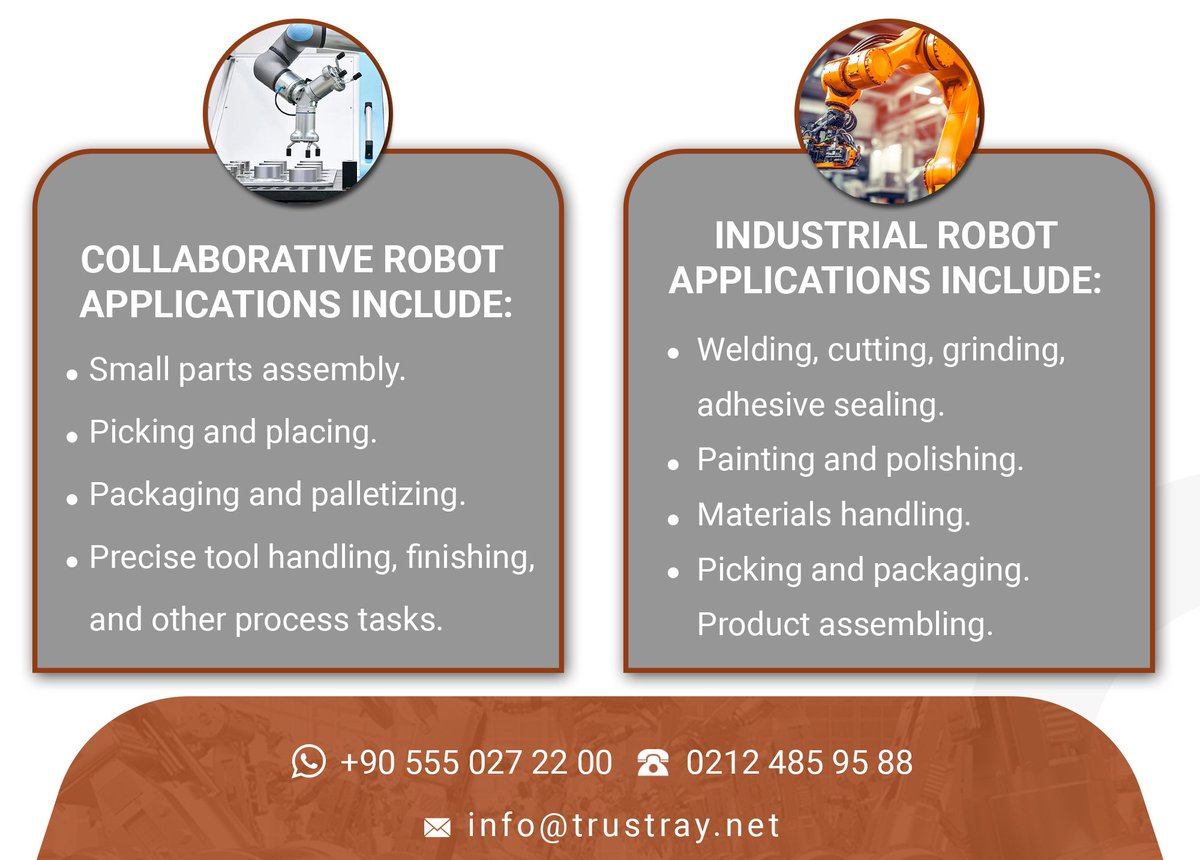 TrustRayRobotic's tweet image. Industrial Robots vs. Collaborative Robots.

wa.me/05550272200
trustray.net

#Robotics #Trust_Ray #Delta_Robot #industrial #company #software #automation #Vision_system
#Your_Partner_for_the_Future #PLC