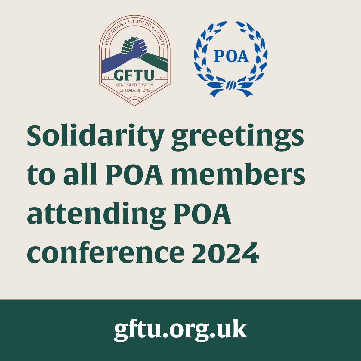 💙 Solidarity greetings to all members of our affiliate @POAUnion attending their annual conference this week in #Eastbourne. #GFTU #GFTU125