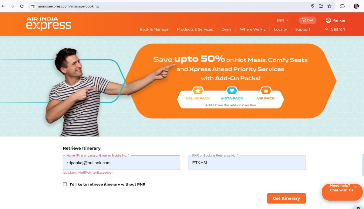 kdpankaj25's tweet photo. @airindia look at the error i am facing since yesterday https://t.co/kWXnH4m6PT