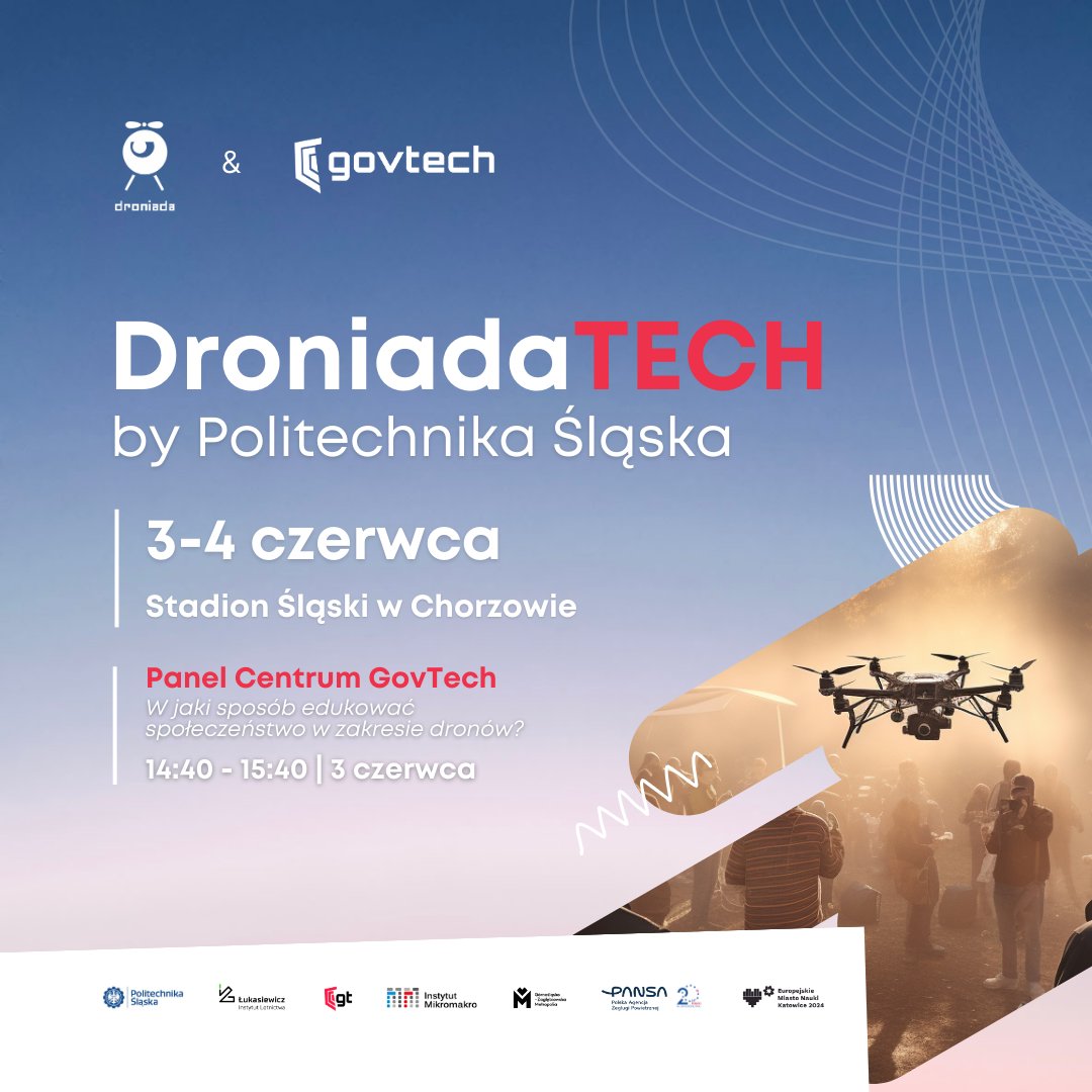 Na <a href="/droniada/">Droniada</a> Tech by <a href="/polsl_pl/">Politechnika Śląska</a>  przyjrzymy się wyzwaniom społecznym, ekonomicznym i technicznym zrobotyzowanej mobilności w różnych obszarach - drogowym, kolejowym, morskim i powietrznym. 🛰️
🗓️Przyjdź na panel #CentrumGovTech ➡️ droniada.eu/droniada-tech-…