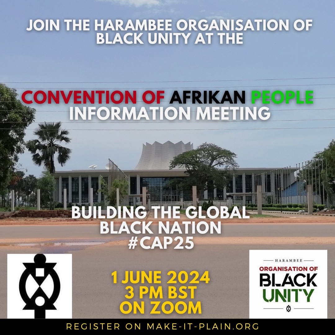 kehinde_andrews's tweet image. On Malcolm X 100th birthday @HarambeeOBU are organising the Convention of Afrikan People, in Gambia, May 17-19, 2025

Help us to build the global Black nation by getting involved in #CAP25

1st planning meeting June 1, 2024, 3pm BST online. Details at:
make-it-plain.org/convention-of-…