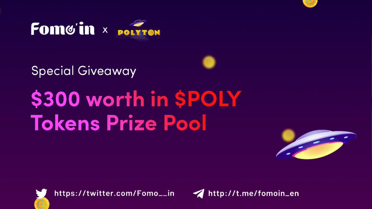 🤝 New Partnership #Giveaway 🎁 Prize Pool: $300 worth in $POLY ✅ Follow @Poly_TON & @Fomo__in ✅ RT & Tag 3 Friends ✅ Comment your #TON address⤵️ ⏰ 72H #Airdrop #BTC #Crypto #ETH #web3‌‌ #POLYTON