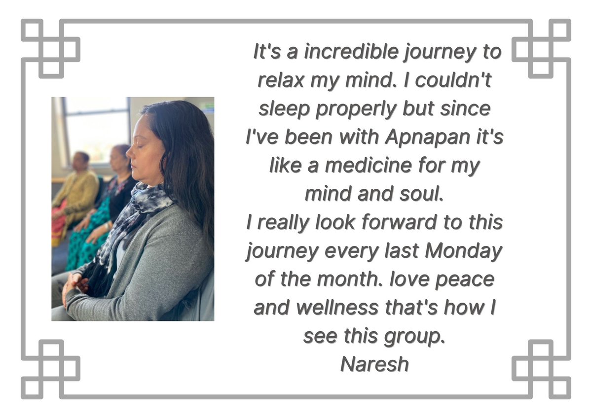 Join Apnapan Serenity this bank holiday Monday 8pm till 9pm via ZOOM. 

In partnership with <a href="/macmillancancer/">Macmillan Cancer Support</a>

To book a place, message me on 07438 633812 or alternatively email ourapnapan@gmail.com 

#ourapnapan 
#cancersupport 
#macmillancancer
