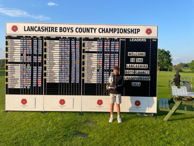 Please join us in congratulating George W (9) who, at the weekend, became the youngest ever person to have won the Lancashire County U18 Boys Championship! George played against 63 other golfers at Morecambe Golf Club and played 36 holes over the course of the day.