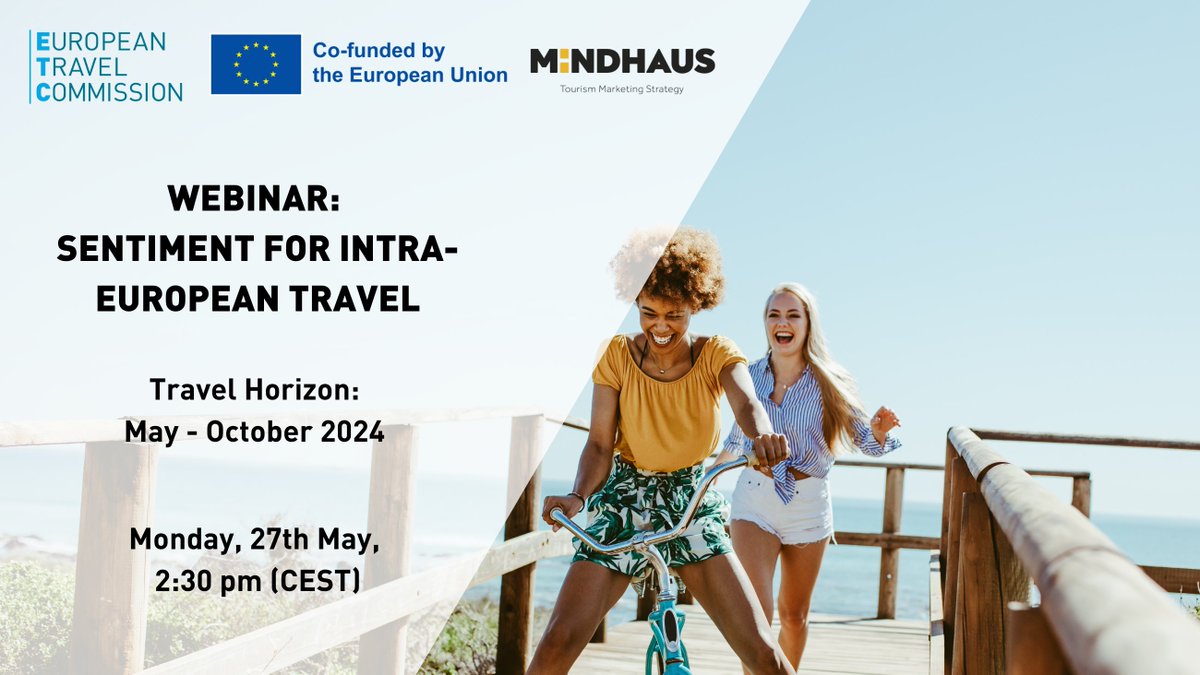 📢 Want to know how Europeans are planning to #travel this summer 🌞? Join ETC and MINDHAUS next Monday, 27 May at 2.30 pm CEST to explore Europeans' travel intentions, preferred types of trips, destinations and more. Sign up here ✍️ bit.ly/3wFJkY7
