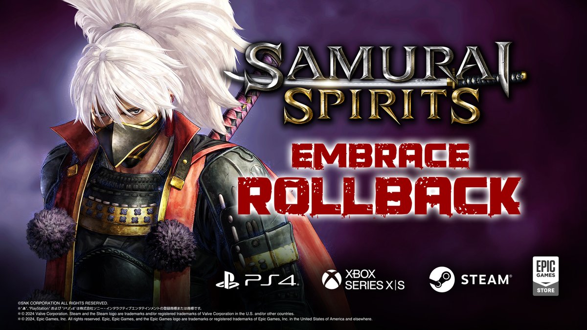 【SAMURAI SPIRITS】 PlayStation®4、Xbox Series X|S、Epic Games Store版『SAMURAI SPIRITS』のアップデートを実施しました。 ロールバックに対応したオンライン対戦をお楽しみください！ #サムスピ #SNK