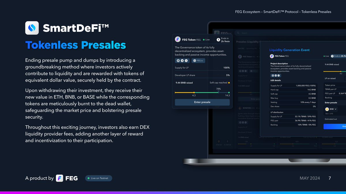 #FEGtoken is coming to @Base w/ our 80k investors &amp; Token Launchpad, #SmartDeFi™ June 1st!

- Twice Audited 🛡
- Singular Multi-Chain Supply (Bridge) 🌉 #BASE #ETH #BNB    
- Anti-Dump Presales 📈
- Front-Run Protection 🛡
- Staking 💰
- Burning 🔥
- &amp; More!

#Crypto #DeFi