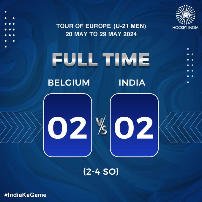 Indian Junior Men's Hockey team begins their Tour of Europe with a win over #Belgium. 

#India took the lead early in the game, with vice captain Shardanand Tiwari firing in a penalty stroke.

#HockeyIndia।#IndiaKaGame