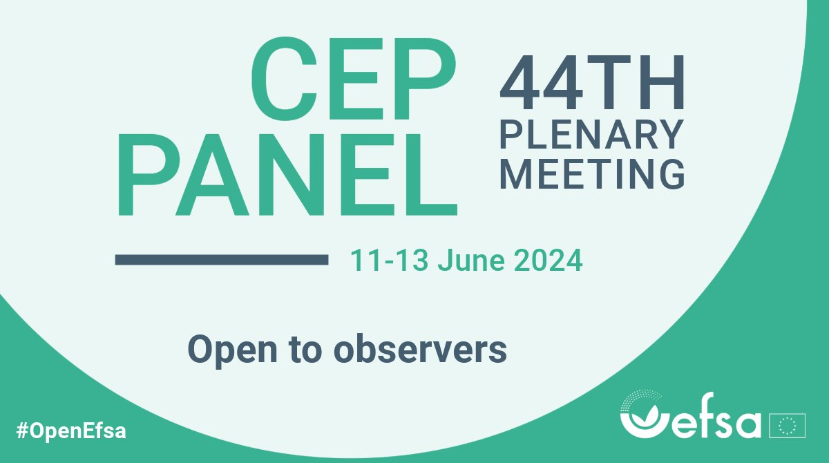 Interested in #FoodContactMaterials, #enzymes, and processing aids? 

Don't miss the 44th Plenary Meeting of the CEP Panel - open for observers! 

✍️ Register now → europa.eu/!3jqJfW

⏲️ 6 June 2024

#OpenEFSA