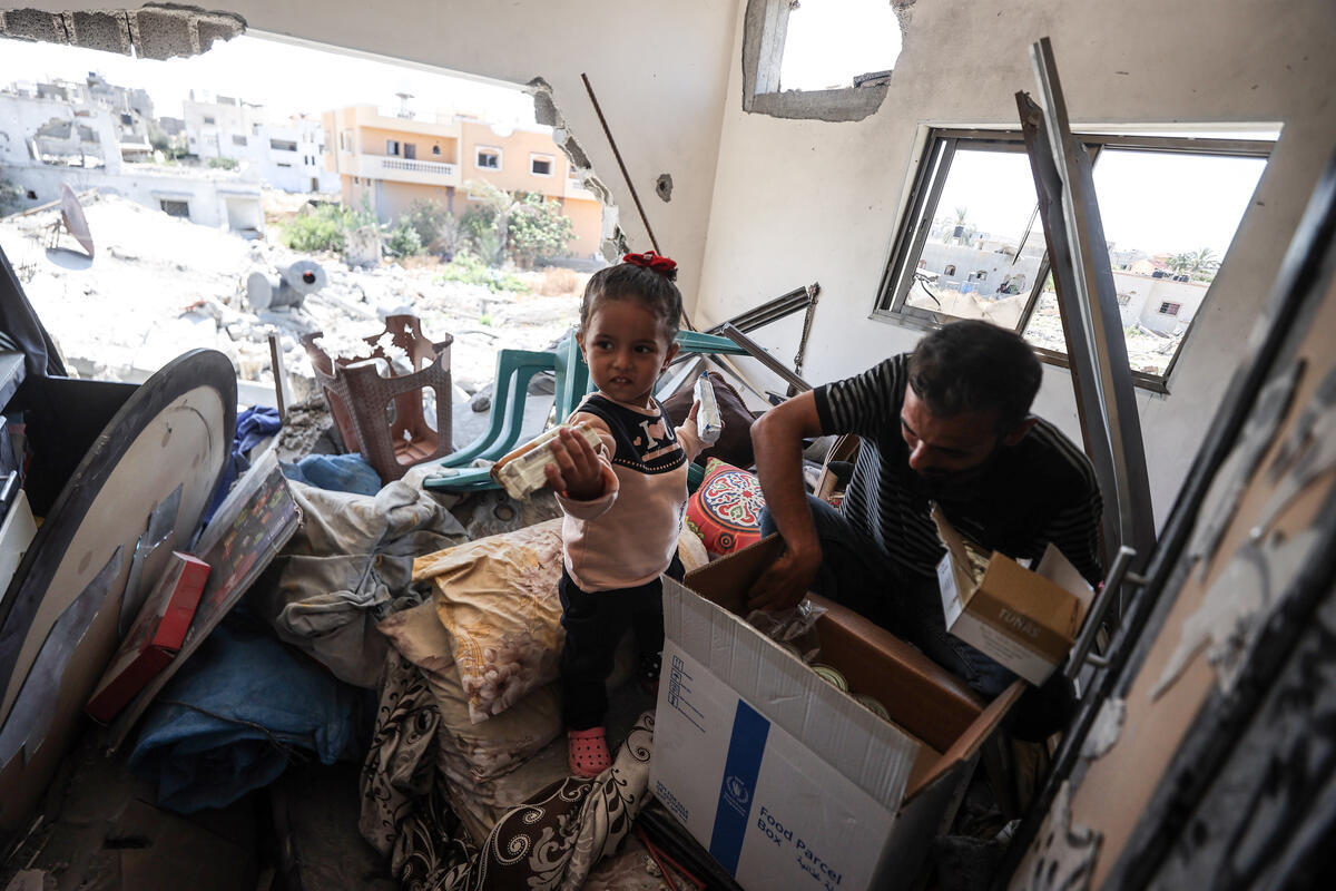 'We know it’s not safe in here, but we have nowhere else to go anymore.' Ibrahim and his family have returned to their bombed out home as a last place of shelter in Gaza. They rely entirely on WFP food parcels. But our stocks are fast running out without continued access.