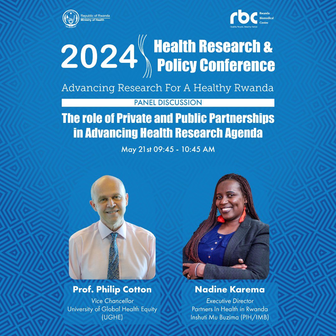 University of Global Health Equity (@ughe_org) on Twitter photo Attending #Research4Rwanda2024 today? Join our Vice Chancellor, Prof. Philip Cotton, and <a href="/PIH_Rwanda/">PIH_Rwanda</a> Executive Director, Nadine Karema, along with other panelists for a conversation on the “Role of Private and Public Partnerships in Advancing the Health Research Agenda.” Attending #Research4Rwanda2024 today? Join our Vice Chancellor, Prof. Philip Cotton, and <a href="/PIH_Rwanda/">PIH_Rwanda</a> Executive Director, Nadine Karema, along with other panelists for a conversation on the “Role of Private and Public Partnerships in Advancing the Health Research Agenda.”