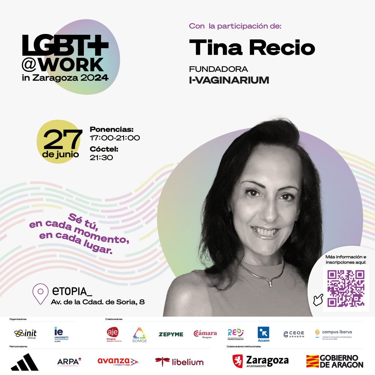 ¡Descubre a Tina en el evento LGBT+@Work in Zaragoza! Pionera en la lucha por los derechos trans en España, creadora de I-vaginarium y defensora en sindicatos y medios. Inscríbete para su charla inspiradora sobre igualdad de género y derechos laborales. #LGBTQ #InclusiónLaboral