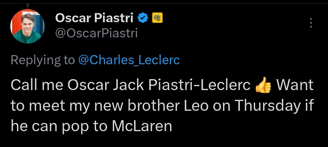 OSCAR IS OFFICIALLY A LECLERC 😭😭 and he wants to meet leo!!!! need this to happen 🥺