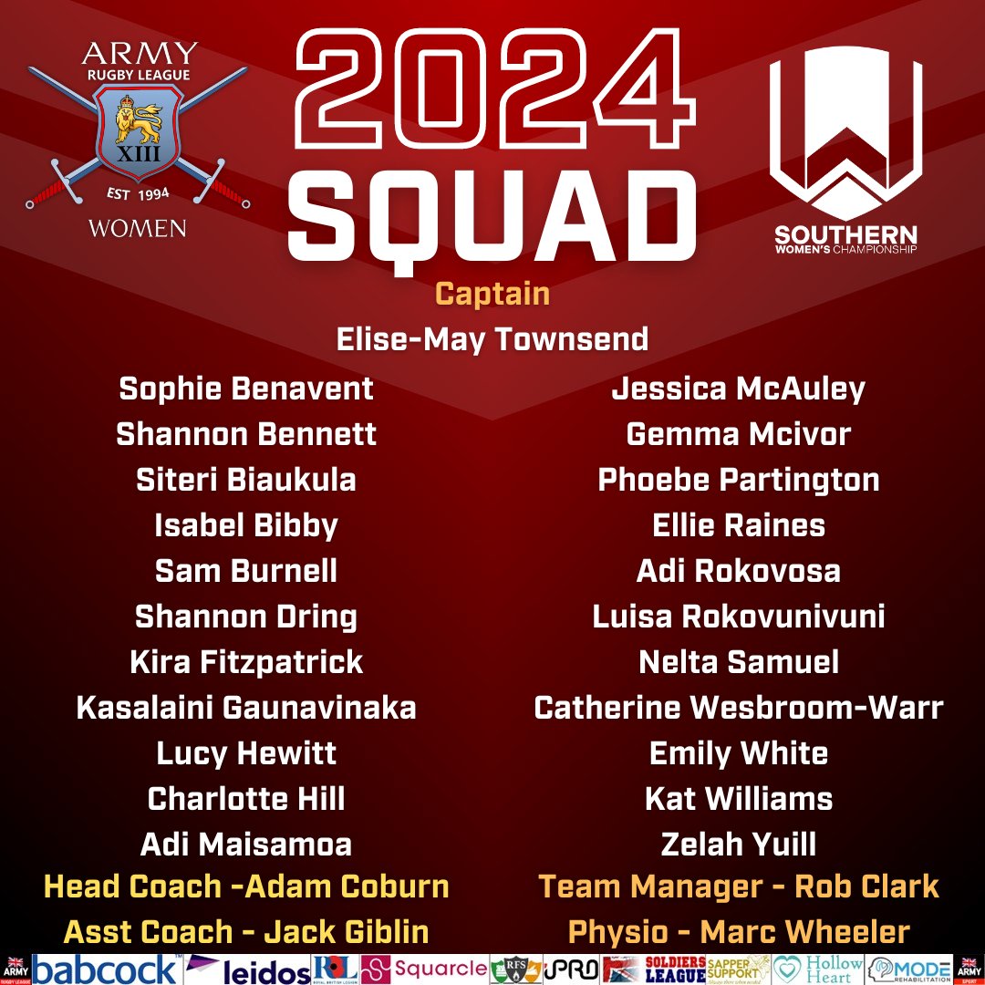 The @rugbyfootballleague Championship South gets underway this week and Army Head Coach has named his squad for the 2024 campaign. An exciting blend of experience with some new faces should make for an exciting season that gets underway this Saturday against @CardiffDemons