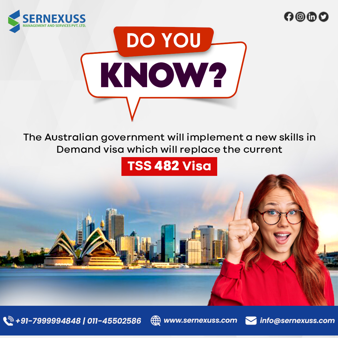 The Australian Government will implement a new skills in Demand Visa. For more information call us at +91 7999994848 or drop an email to us at info@sernexuss.com You can also chat with our experts: bit.ly/3YFARfD #australiaimmigration #migratetoaustralia #sernexuss