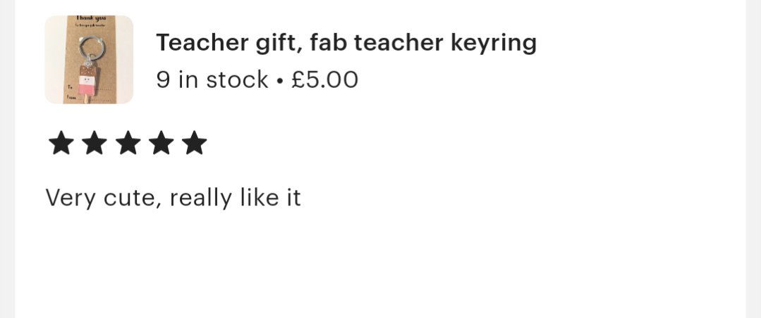 A lovely review for my keyring 😊 #teachergifts #fabteacher #keyring #tuesdaymorning