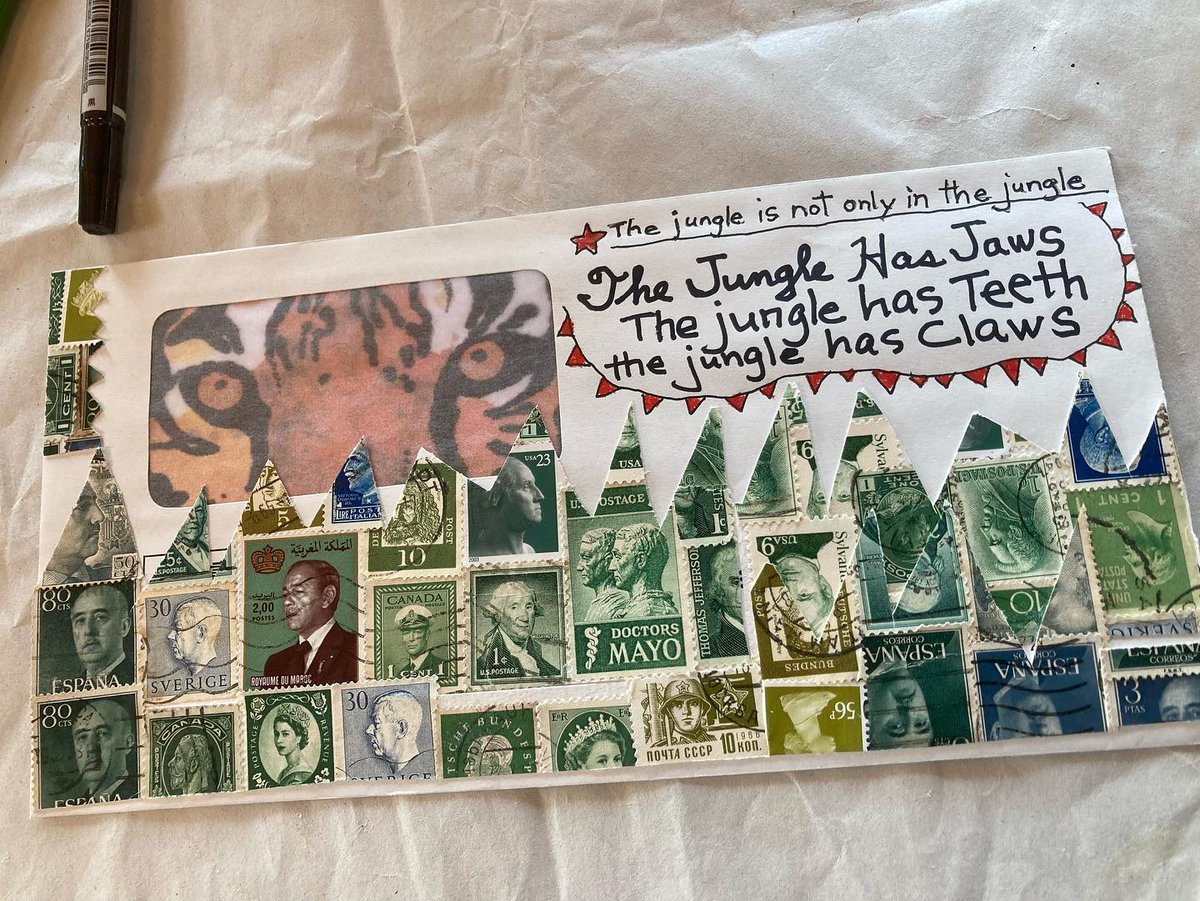 I have a pile of windowed-envelopes that once held bills or receipts, thinking I might someday use them in an art project. Lo and behold I got invited to participate in a #mailart call for windowed-envelope art!  #recycle #reuse #repurpose #envelopeart
