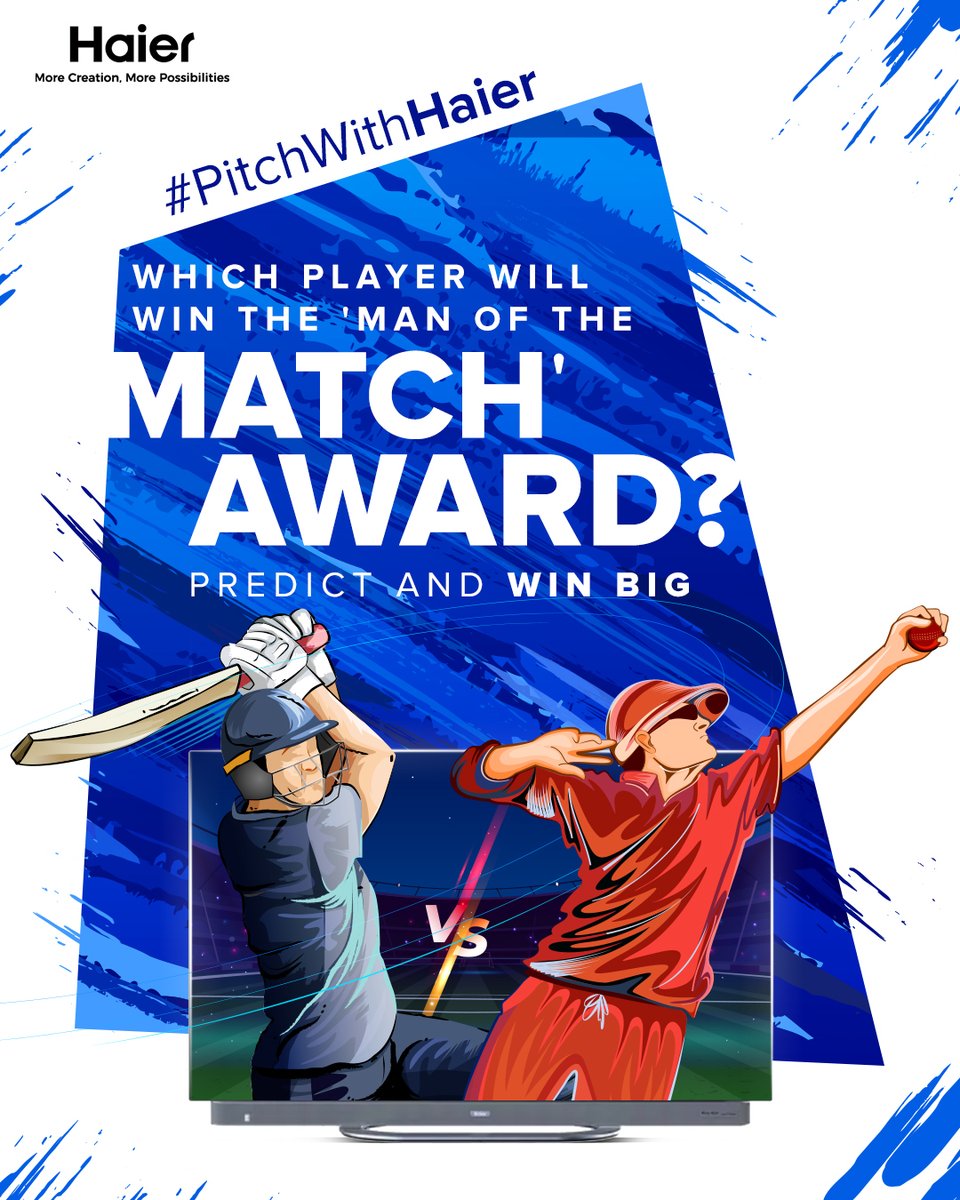 #ContestAlert It's time to put your prediction skills to the test! Who will be the hero today? Predict and win exciting prizes. Contest Rules- 1️⃣ Follow @IndiaHaier 2️⃣ Tag 3 people and make sure they follow @IndiaHaier 3️⃣ Comment before the match starts
