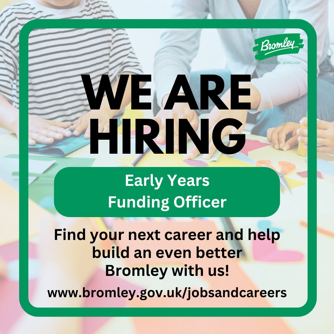 We are hiring! A full-time Early Years Funding Officer opportunity is available at Central Library in Bromley. Find your next career and help make Bromley even better with us! Closing date for applications is 27 May 2024, so apply now: recruitmentbromley.engageats.co.uk/Vacancies/W/58…