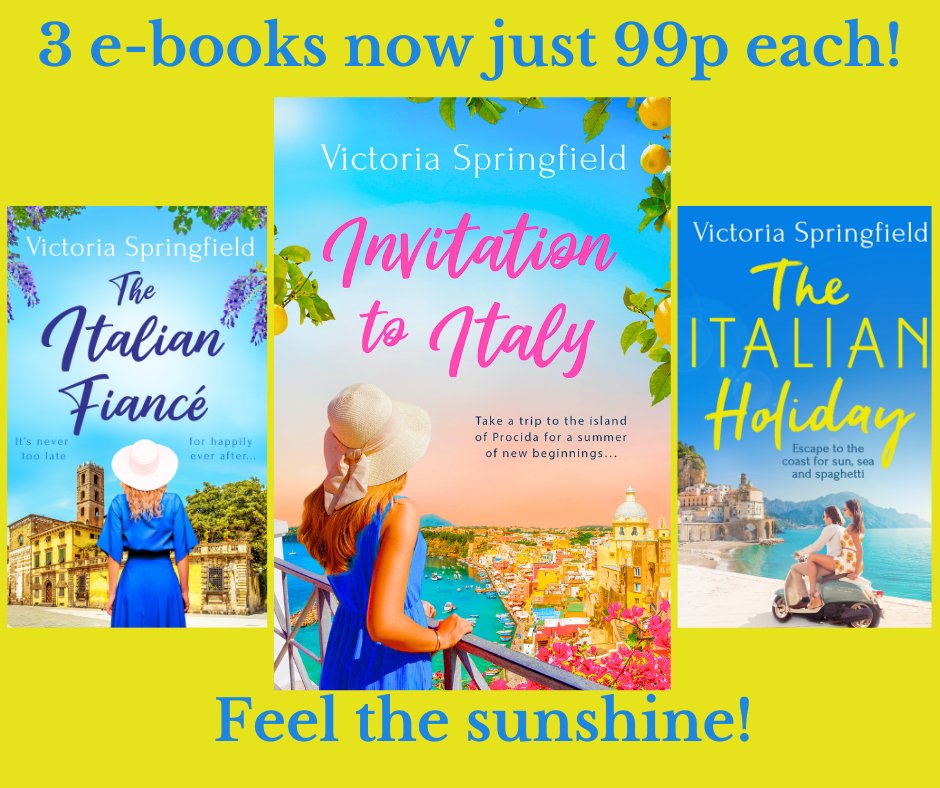 Exciting news coming very soon! For now a #TuesNews reminder these 3 e-books all only #99p each! Escape the grey, feel the sunshine! @RNATweets #ItalyReads #ItalyTravel #AmalfiCoast #Lucca #Procida @OrionDeals #RomanceReads tinyurl.com/VSAmznpg