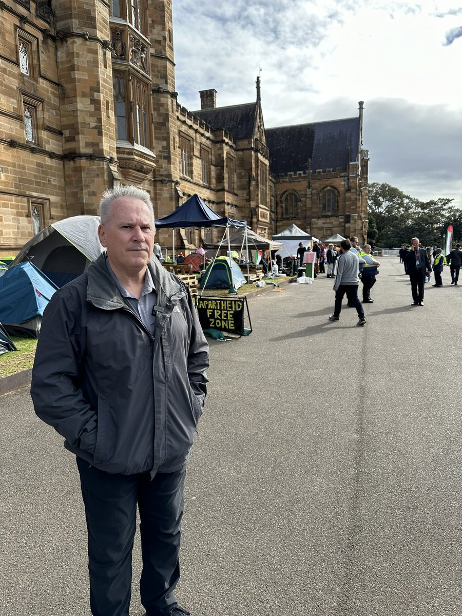 Today I visited the Jew hate encampment at University of Sydney at the invitation of students and faculty. The “protesters” I met were unable to articulate what they were protesting about & some of the Brownshirt rabble-rousers actively attempted to prevent them from even