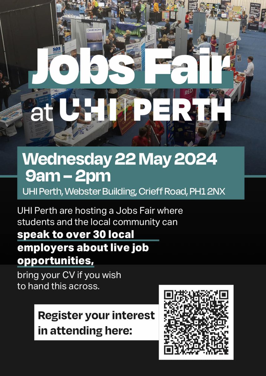 Tayside Contracts will be in attendance at the Jobs Fair @UHIPerth_ ➕WEDNESDAY 22nd MAY ⌚️9am-2pm 📍UHI Perth, Webster Building, Crieff Road, PH1 2NX ➕Open to all #ThinkUHI students and the local community ℹ️ Register your interest in attending 👉lnkd.in/eXjAWjnW