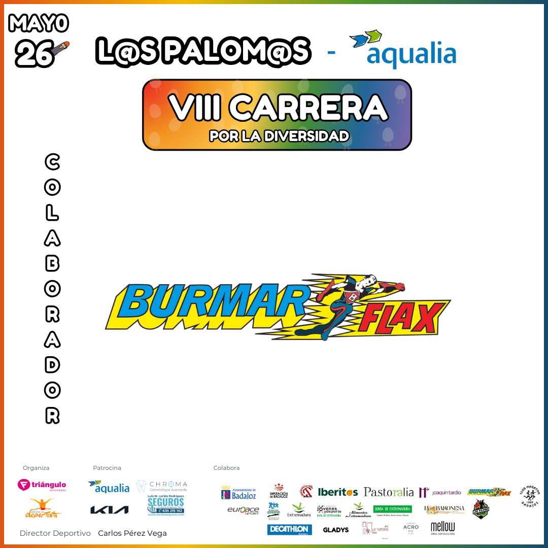 En las VIII Carrera por la Diversidad L@s Palom@s - Aqualia nos podremos refrescar de la mano de Burmar Flax 😋

#patrocinaundeportista #patrocina1depor #p1d #carrerapalomos24 #runpalomos24 #correr #carrera #deporte