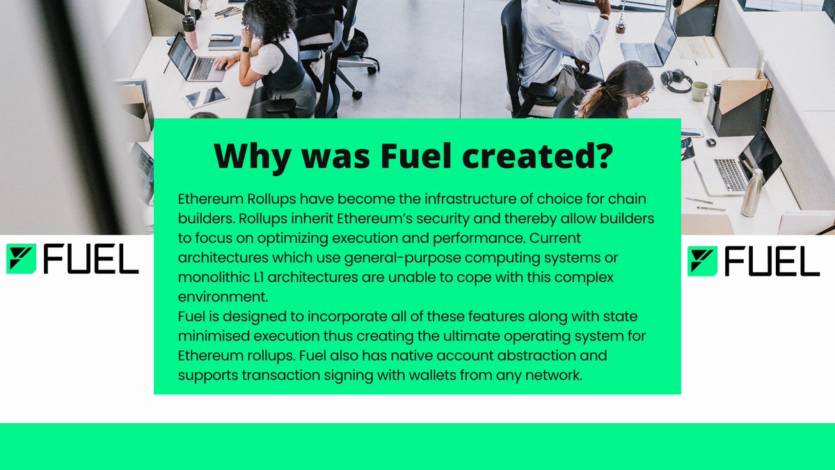 Heey friends 🤝 Fuel aims to bring new capabilities into the Ethereum ecosystem without making compromises on security or decentralization. @fuel_network ⛽️💚 #Fuel #FuelNetwork