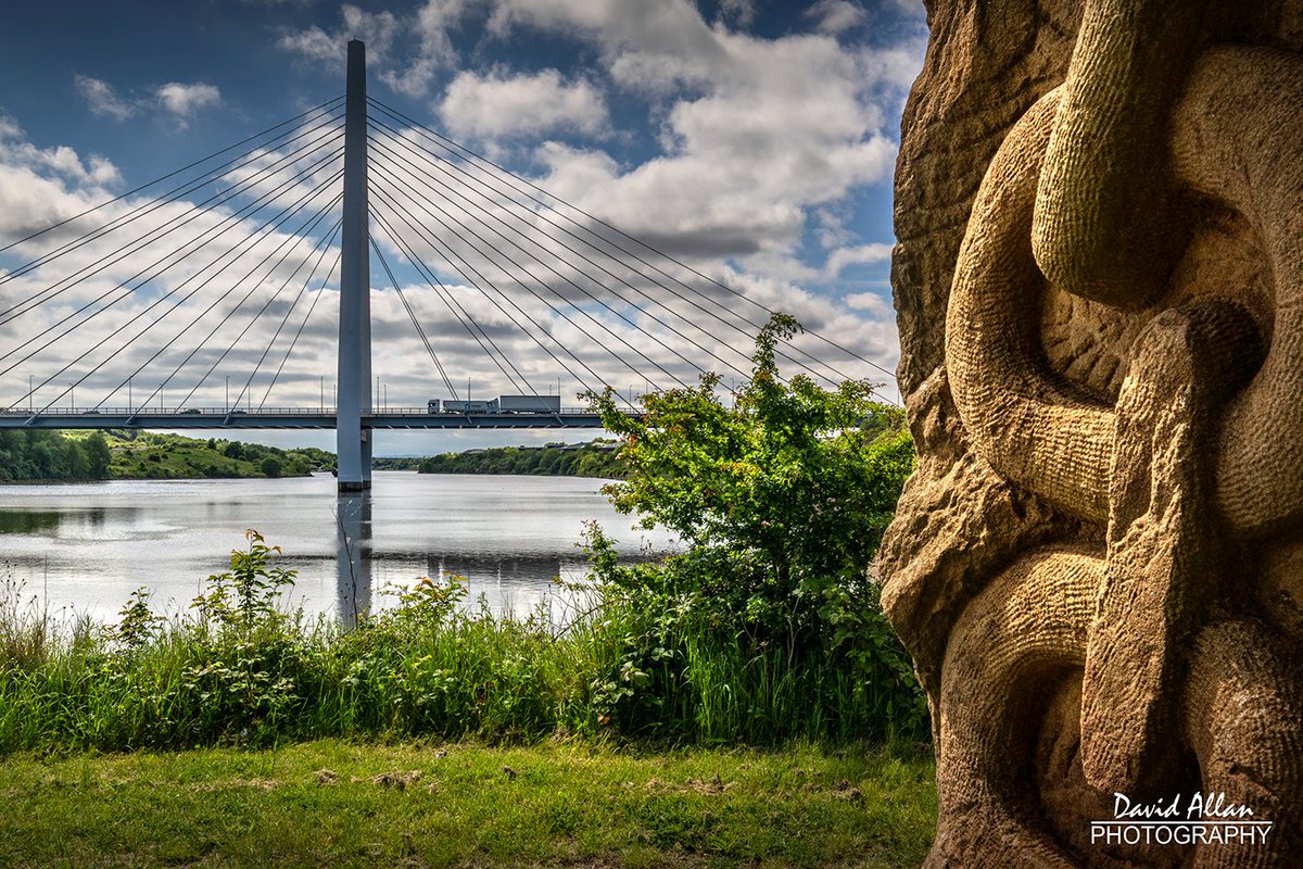 Sunderland's Northern Spire bridge, spanning the River Wear in North East England. Not sure what the stone sculpture in the foreground represents, but it adds another interesting dimension to the setting... @VisitSundUK @SunderlandUK @RiversideSund @NorthEastTweets @VisitEngland