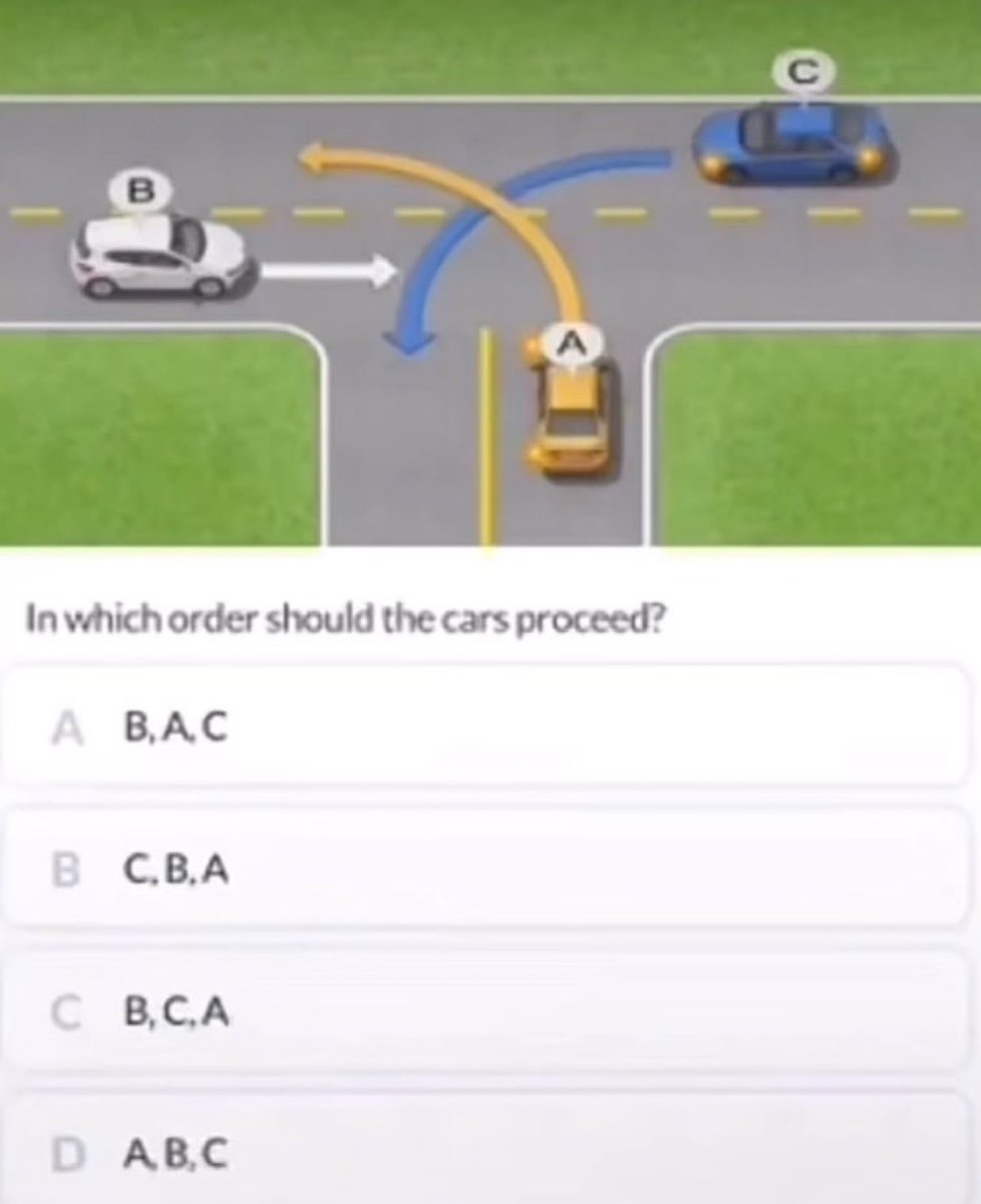 Do you know the correct order car has to move?
