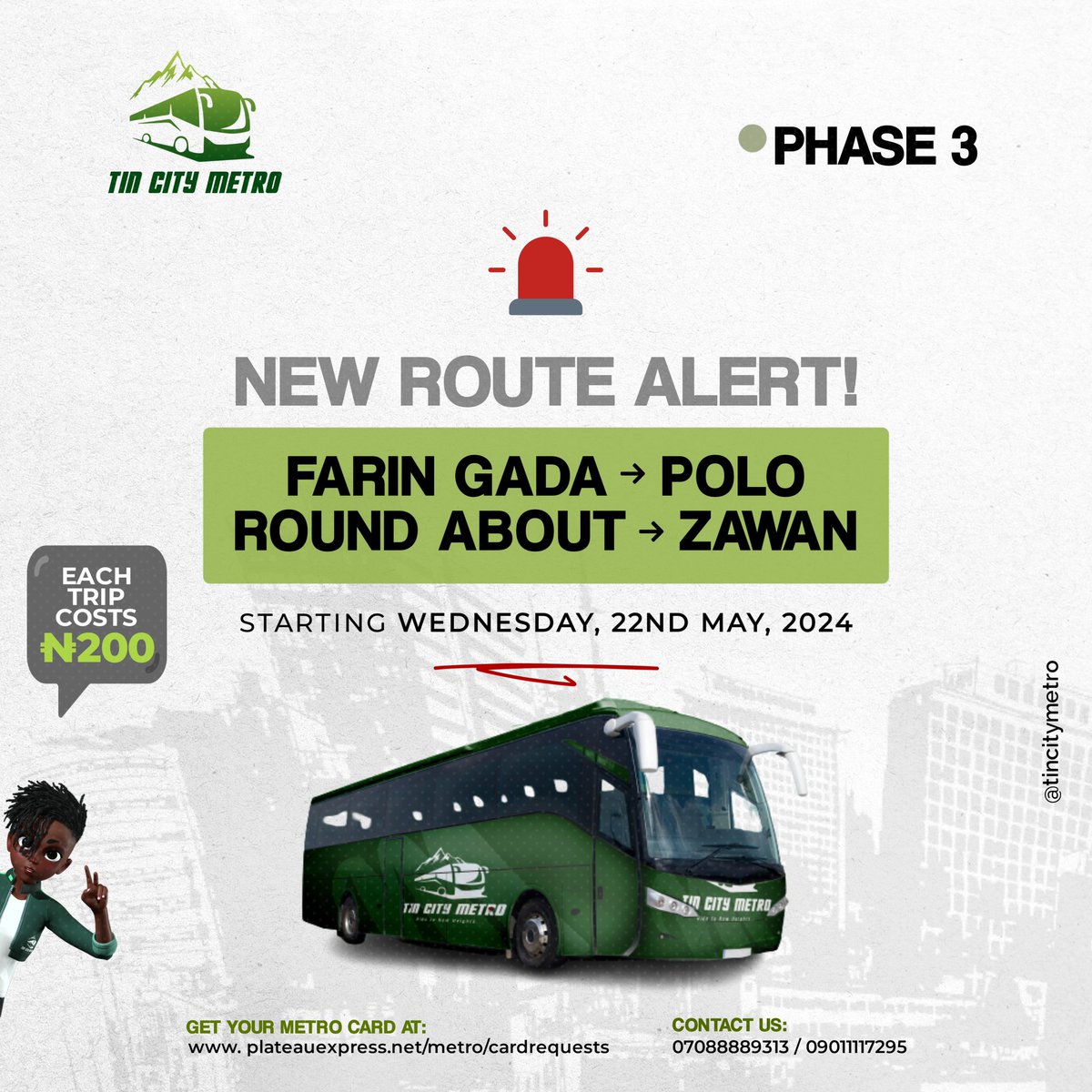 tincitymetro's tweet photo. Introducing our newest addition to the metro bus routes! 🚏

Farin Gada ➖ Zawan

Request a card today! 🔗 https://t.co/IZWW8T9AdL https://t.co/xiLZNR2bQC