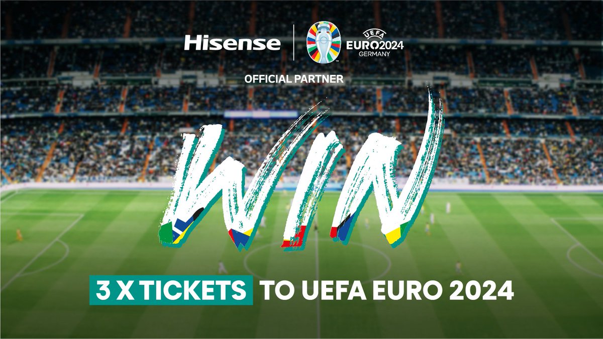 WIN x3 tickets ⚽️  to UEFA EURO 2024 🙌 🇩🇪​ Watch Denmark vs England...LIVE!​ To enter 👇​ Follow @hisenseuk​ Comment your favourite Euros memory & add #Tech #Hisense​ Retweet/requote this post for an extra entry!​ Enter before the 1st June 2024 (T&Cs Apply)​ #Quality