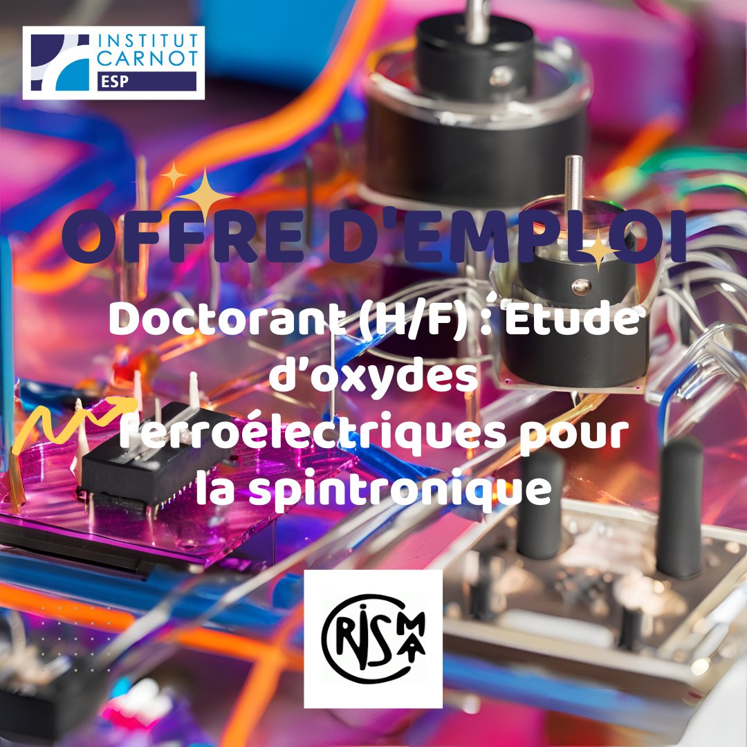 🚀Le laboratoire @CRISMAT_CNRS recrute un(e) #doctorant(e) pour un projet de recherche passionnant visant à explorer les oxydes ferroélectriques dans le domaine de la #spintronique. ➡️linkedin.com/feed/update/ur… @Reseau_Carnot