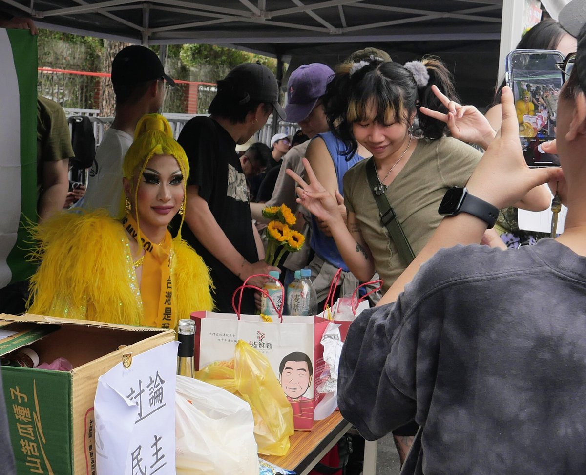 Nymphia Wind at the legislature protest in Taipei.