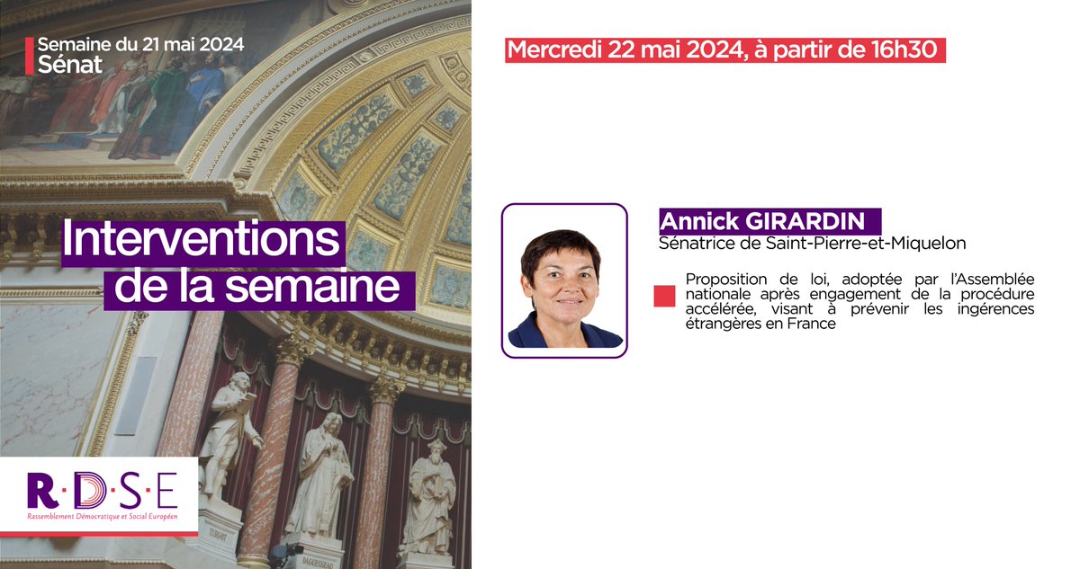 📆AGENDA     
🗣️Retrouvez les orateurs du groupe #RDSE au @senat
cette semaine !  
 🎥A suivre sur @publicsenat #Sénat #DirectSenat