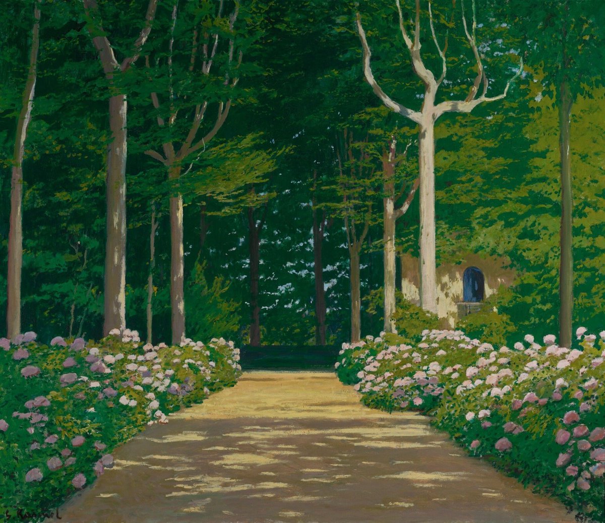 This beautiful scene, created by the famous Catalan painter Santiago Rusiñol, features a path lined with pink hydrangeas, nestled within a lush, green canopy, located in Parc Badés, Arbúcies—a picturesque town roughly 50 kilometers northeast of Barcelona.📗📲➡️🔗
🎨 before 1929