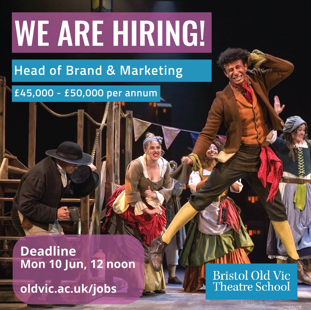We're hiring! Bristol Old Vic Theatre School is seeking a Head of Brand & Marketing to oversee all pillars of the charity’s strategic growth at this crucial time. 👉️ Please visit oldvic.ac.uk/jobs for further information.