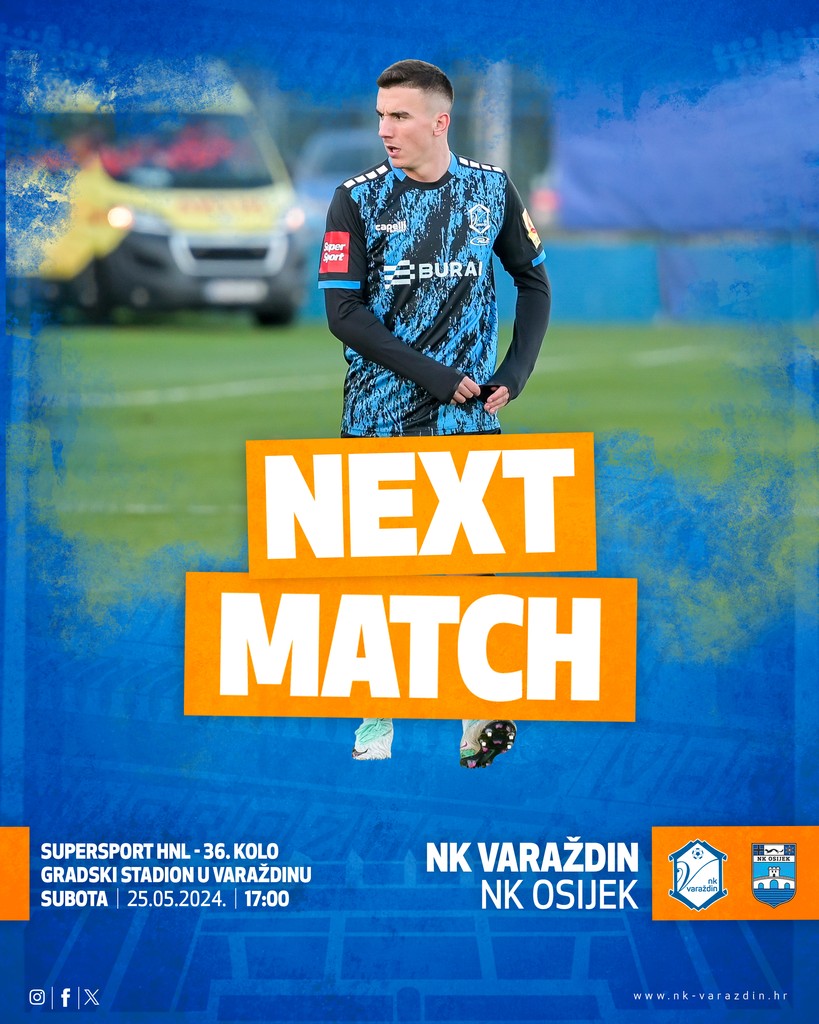 U subotu s početkom u 17:00 očekuje nas utakmica u sklopu 36. kola SuperSport HNL-a protiv Osijeka! #nkvarazdin #ovojenasgrad