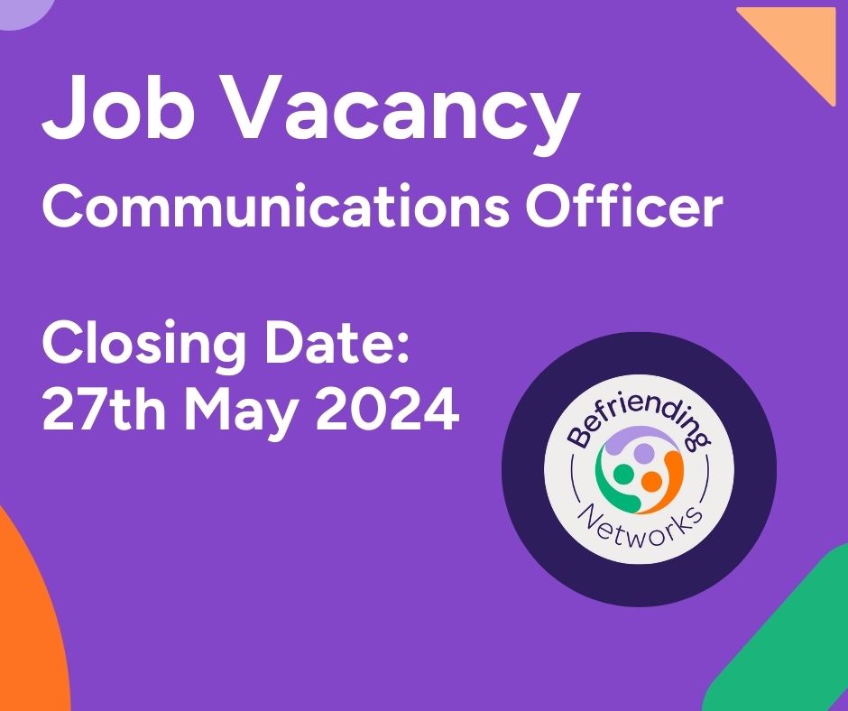 We're looking for a new Communications Officer to be part of our Befriending Networks Team. It's an exciting time to join us, after a rebrand, our new five year strategic plan and with our new website coming this summer! Read more ➡️ bit.ly/4bfhdxN #ThirdSectorJobs
