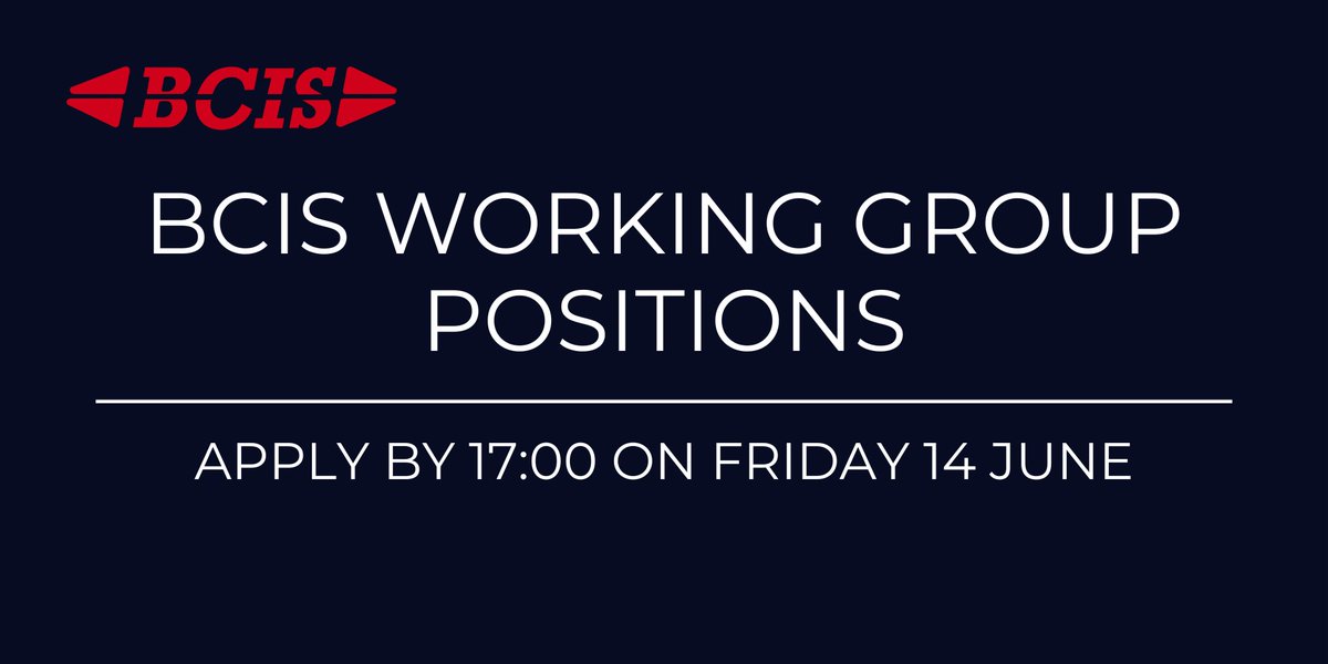 Call for EOI from current BCIS members keen to have a role in the continued development of our society by contributing to the work of the BCIS Working Groups You'll be able to find details from all Working Groups which have vacancies here: bit.ly/3QRxjpa