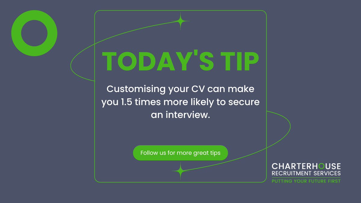 #TUESDAYTIP 👍 Ready to tailor your CV but need some guidance? Our team can help. charterhouserecruitment.co.uk #recruiter #chesterrecruiter #yorkrecruiter #chesterjobs #yorkjobs #recruitmentagency #jobsearch #jobopportunities #hiring #hirewithus #tempstaffing