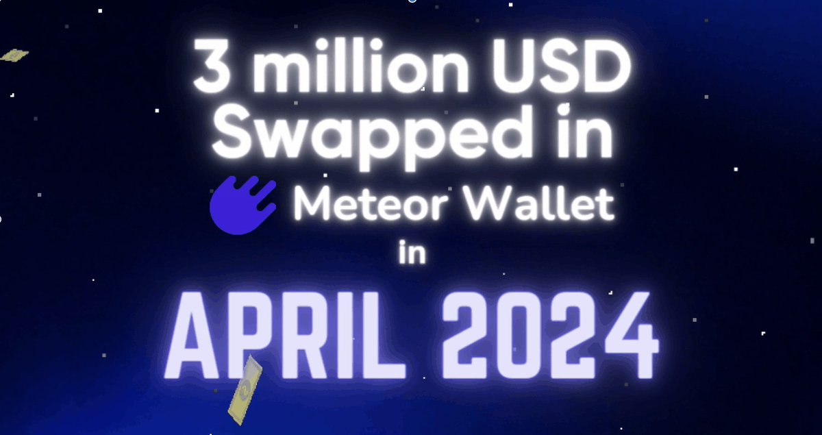 MeteorWallet's tweet photo. METEOR MILESTONE ☄️

In April 2024, $3 million USD was directly swapped in the wallet 🤯.

Just imagine the value we’ll see when Mission goes live again 🌚.

Thank you for the amazing support, #NEAR Community!
 
Remember to Harvest $MOON 
https://t.co/k0Xff8GhYO