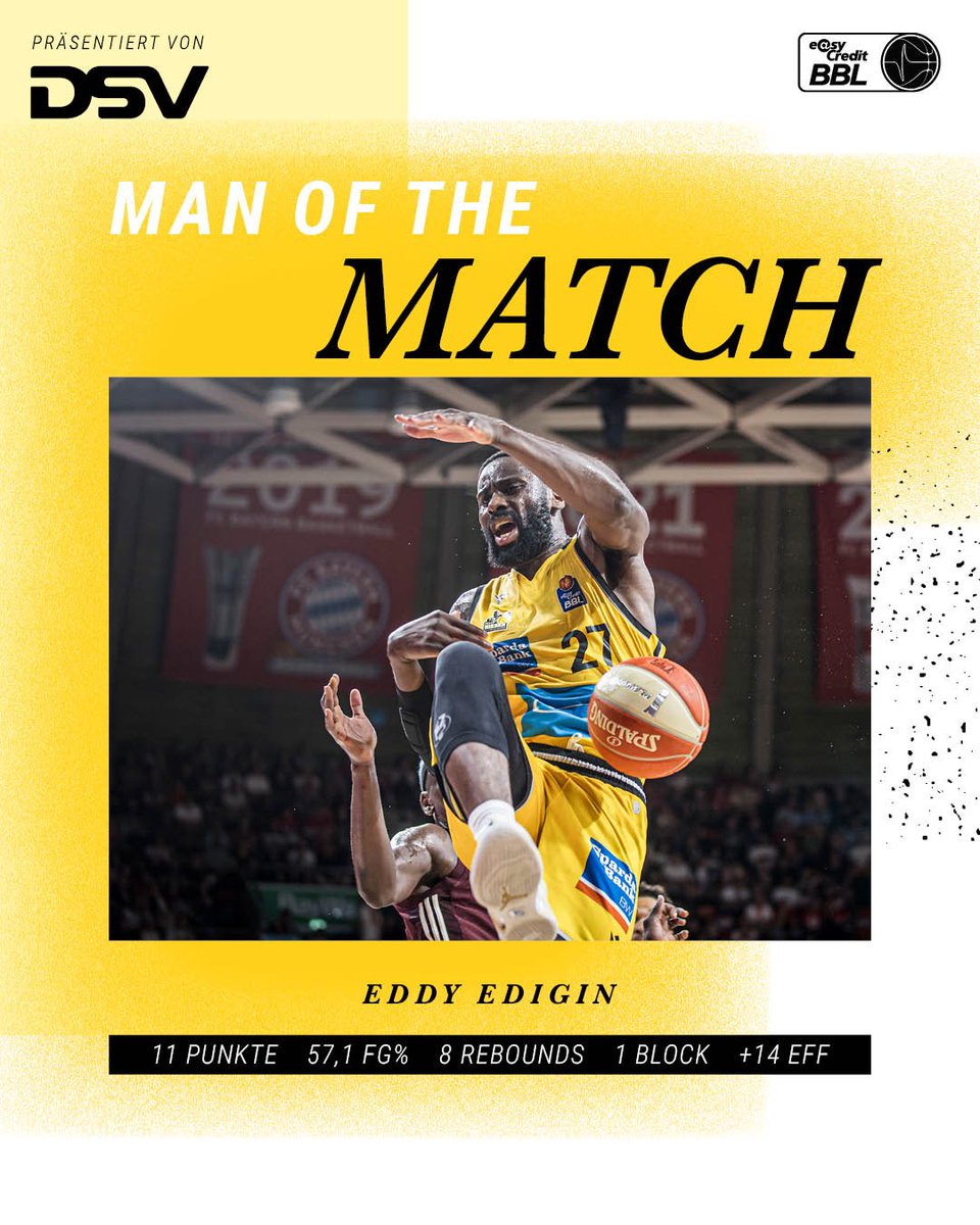 MHP_RIESEN's tweet photo. 🎖️ | Nach Spiel 1 mit mehreren Stichen an der Lippe genäht, in Spiel 2 wieder das Herz auf dem Parkett gelassen und Serge Ibaka und Co. erneut alles abverlangt: Eddy #Edigin ist der 𝗠𝗮𝗻 𝗼𝗳 𝘁𝗵𝗲 𝗠𝗮𝘁𝗰𝗵 zum zweiten FCBB-Duell.
📸: sampics | #ihrundwir | #allesfürgelb https://t.co/1iGBtXFivo