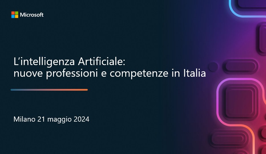 Seguici in diretta dalle⏰10:30 per scoprire quali opportunità offre l’#AIGenerativa nel mercato del lavoro e delle nuove professioni in italia: msft.it/6010YZADr Ne parleremo insieme a ELIS Innovation Hub, @fmdigitale, Gi Group, H-FARM AI, LinkedIn Italia e Talent Garden.